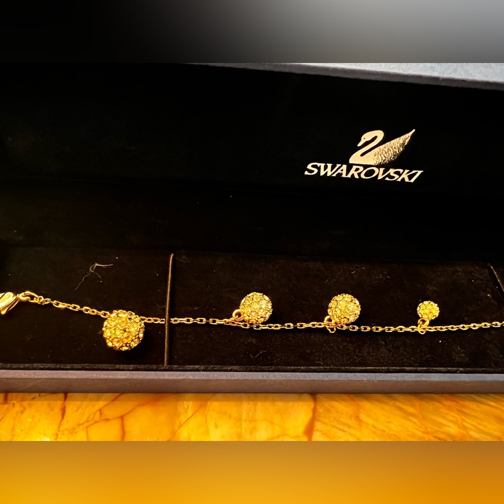 Gold Plated Swarovski Bracelet Disco Ball Spherical Crystal Encrusted Charms